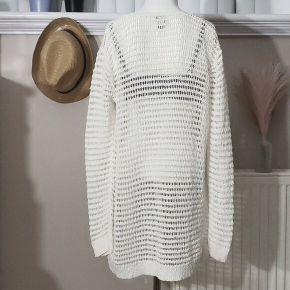 White Cable Knit Midi Cardigan - Picture 4 of 10